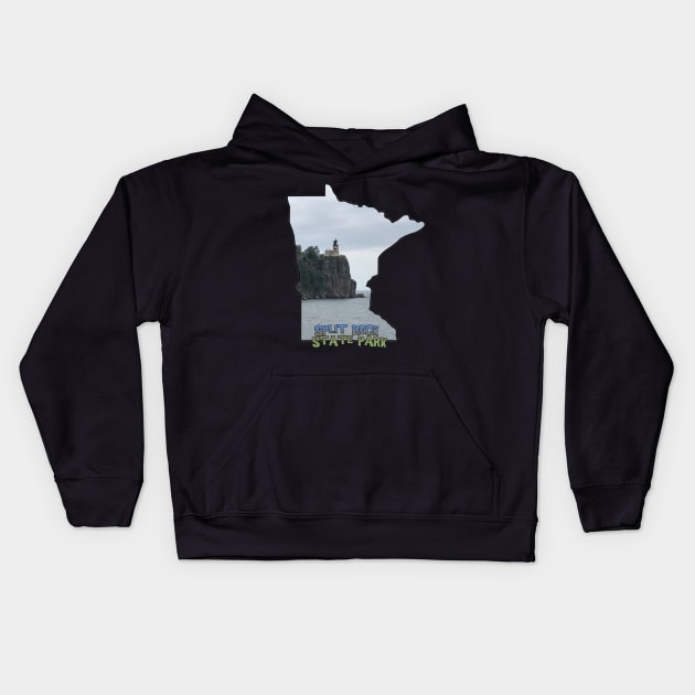 Minnesota State Outline (Split Rock State Park) Kids Hoodie by gorff